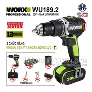 [Trả góp 0%] Máy Khoan Động Lực Dùng Pin 20V Worx WU189.2