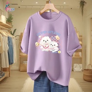 100kg Top S-3XL Cartoon Anime Print 100% Cotton T-Shirt Short-Sleeved Flesh-Covering Slimmer Look ov