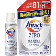 【Japan Direct】kao Attack ZERO Laundry Detergent Liquid The highest cleaning power in Attack Liquid history. To zero bacteria hiding place accumulation 380g main body + 810g refill