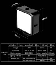 USB 充電 Ulanzi VL49 迷你 RGB 視頻燈照明用於攝影Vlog直播補光燈  gspckp USB Rechargeable Ulanzi VL49 Mini RGB Video Lig