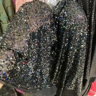 Sequin fabric thousand sequin tile fabric/ black thousand sequin/
