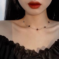 Anti-rust titanium necklace, lv vancleef necklace, black/ necklace