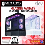 SLEVCASE Glazing Fantasy Micro ATX Gaming PC Case Casing with 6 ARGB 120mm Fans (Black / White)