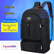 [Expandable] 70L Large Capacity Travel Backpack Hiking Bag for Men & Women, 70 Liter Beg Galas Luar,