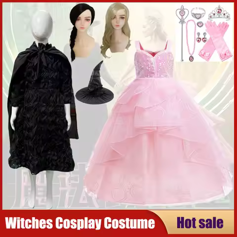 Movie Wicked Glinda Sequins Pink Dress Up Costume Witch Elphaba Cosplay Wedding Princess Birthday Pa