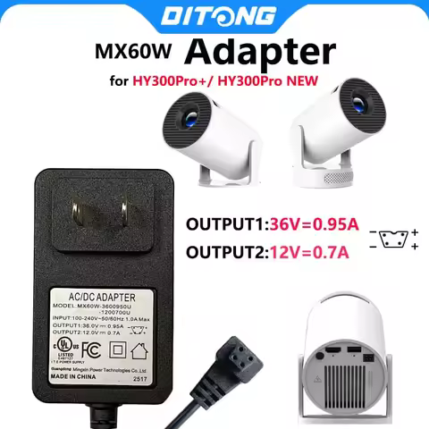 DITONG Projector power cord 1m/3m power adapter 36V suitable for Magcubic HY300pro Pro+projector acc