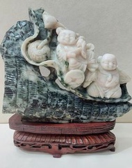 玉石雕和合二仙擺件