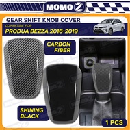 Car Perodua Bezza 2016 - 2019 Gear Knob Shift Cover Shining Carbon Black Penutup Tombol Gear Kereta