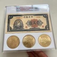 Ready stock 10,000 Banknotes Yuan Datou Gold Coins 3 Pieces Set Grade Coins 3 Coins One Banknote Ant