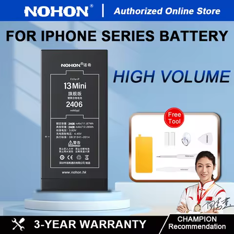NOHON High Capacity Phone Battery For iPhone SE 2 4 5S 6 6s 6p 7 7p 8 Plus X Xr Xs Max 11 12 Pro Max