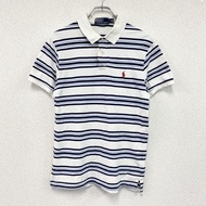 FRED PERRY短袖 polo 衫，條紋，白色，L 碼，古著。
