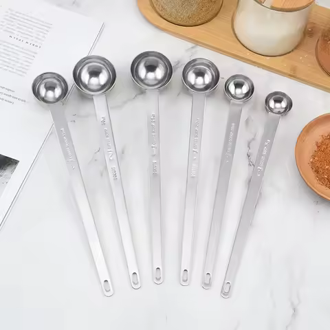 1PC 5/10/15/20/25/30ml Long Handle Coffee Measuring Spoon Stainless Steel Coffee Spoon Stirring Spoo