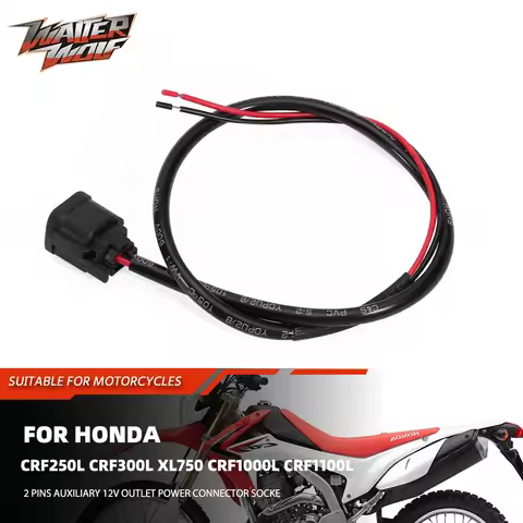 2 Wire Aux 12V Outlet Power Connector Socket For Honda CRF250L CRF300L Rally XL750 CRF1000L CRF1100L