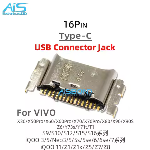 10Pcs/Lot Type-C USB Charging Port Jack socket charger Connector dock For iQOO 3 5 11 Z5 Z7 Z8 Neo6 
