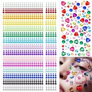 1610 Pcs Hair Gems Self Adhesive Rhinestones for Makeup Eyes 15 Colors Rainbow Rhinestones Face Jewe