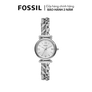Đồng hồ nữ Fossil CARLIE ES5331 dây thép không gỉ mặt 28MM màu bạc kim da quang và cọc số La Mã