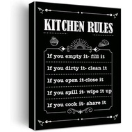 Popular 2023 Black Design Kitchen Rules Advanced Art Modern Home Exquisite Canvas KY785 Wall Art, Ki