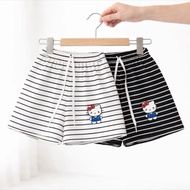 [Pants Combo]Hello Kitty Stripe Short - Black and White Striped Design with Cute Hello Kitty Print H
