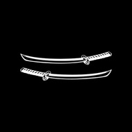 武士刀 銀白色  武士魂 對貼 日本刀 日本風 日式 反光貼紙 防水