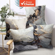 Light Luxury Marble Throw Pillow Covers 4Pcs，– No Insert – Single-Sided Ink Wash Gray Black with Gol