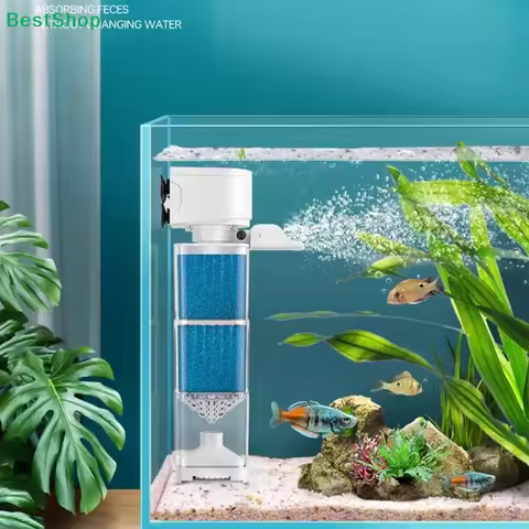 〔Q〕6-in-1 Aquarium Filter Pump– Feces Suction, Water Purification & Oxygenation for Small Fish Tanks