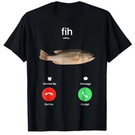 SARA Fih Calling Remind Me Message Decline Accept Phone Call Fish T-Shirt Funny Fishman Graphic Outf
