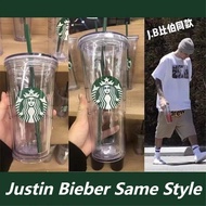 ⭐Justin Bieber's Same Starbucks tumbler Portable double layered coffee cup  Office Home Straw Cup  Starbucks minimalist style tumbler⭐