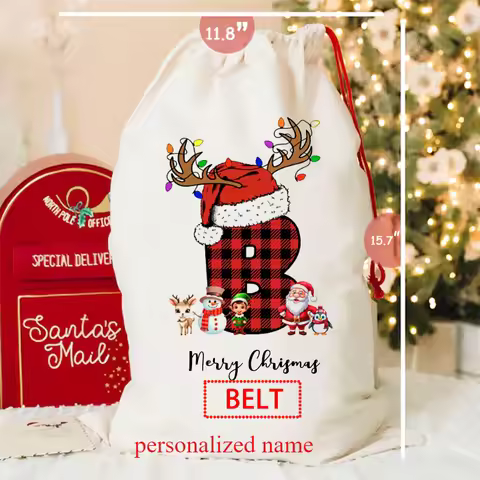 Custom Letter Name Christmas Sack Gift Bag Personalised Santa Sack Special Delivery Box Christmas Ba