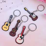 CYC 2Pcs Soft Silicone Instrument Keychain Folk Electric Classical Guitar Ukulele CY