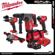 Milwaukee M18 MEGA COMBO- FPD3 Percussion Drill, FID3 Impact Driver, FSAG100XB Angle Grinder, FHX SDS-Plus Rotary Hammer