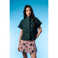 Jolie Clothing Myta Floral Top in Emerald Green Top/ Wanita Blouse/ Wanita