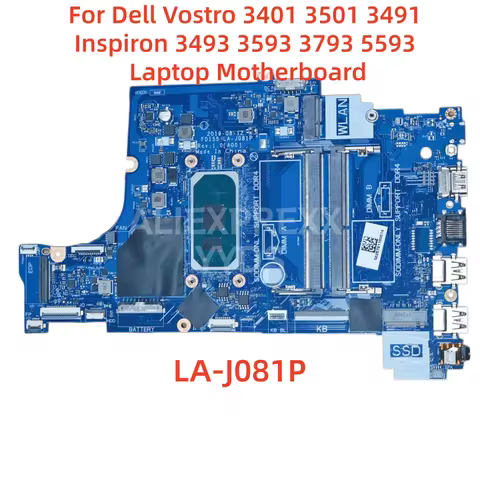 For Dell Vostro 3401 3501 3491 Inspiron 3493 3593 3793 5593 Laptop Motherboard LA-J081P With i5 i7-1