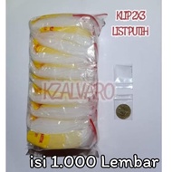 2X3 PLASTIC CLIPS CONTENTS 1000 SHEETS WHITE LIST ZIPLOCK/