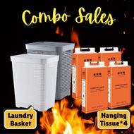 Kombo Jimat Bakul Dobi + Tisu Gantung 4 Lapis Tebal – Combo Laundry Basket + Hanging Tissue 4-Ply