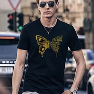 O Neck Tops  Men Clothing Blouses Short Sleeve Butterfly Printed Casual Tees Male Clothes Summer Harajuku T-shirt S-5XL