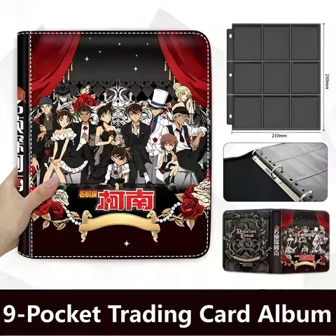 9-Pocket Detective Conan Trading Card Album Zipper Holder for Conan TCG Game Cards Organizer Anime f