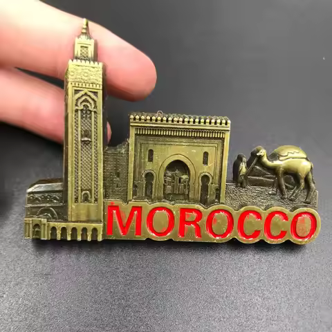 Fridge Magnets Morocco Casablanca Tourist Souvenir 3D Magnetic Metal Refrigerator Sticker Home Decor