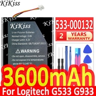 3600mAh KiKiss Powerful Baery 533-000132 for L.ogi G533 G933 High Capacity Baeries Baerie Bateria   Gift Tools