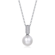 FANCIME June Birthstone Sterling Silver Pearl Necklace 9-10mm Genuine Freshwater Pearl Fine Jewelry 