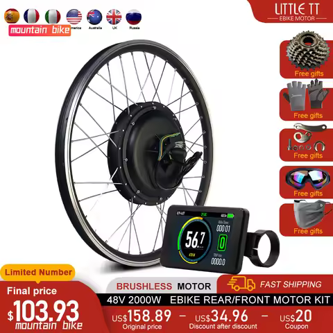 48V 2000W Electric Bike Conversion Kit Brushless Front/Rear Hub Motor Wheel For Ebike Conversion Kit