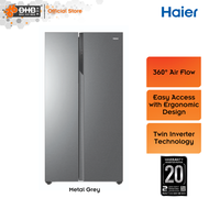 Haier HSR3918FNPG 569L Side By Side Refrigerator Fridge Twin Inverter Save More Energy, Peti Sejuk Side-By-Side