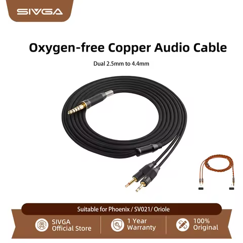 SIVGA Dual 2.5mm to 4.4mm Replacement Audio Cable for Phoenix, SV021 & Oriole