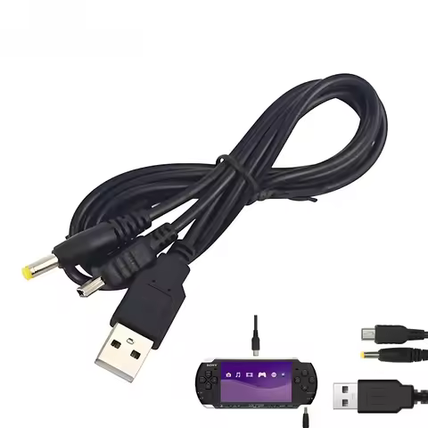 2 in 1 USB Charger & Data Cable for PSP 1000 200 3000 Game Console Charging Cord Replacement Game Ac