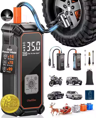 Cordless Tire Inflator 150PSI Portable Air Compressor, 5400mAh Dual Power, LED Light & Digital Gauge