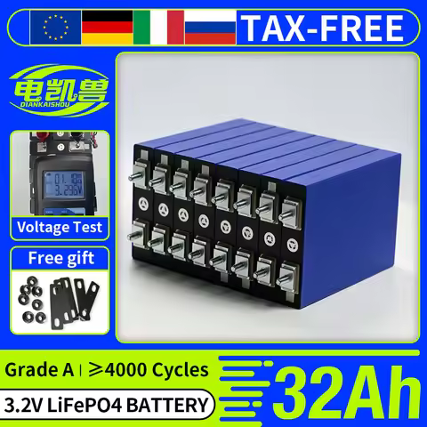 Grade A 32Ah LiFePO4 Battery 3.2V 4000 Cycles 5-7C Discharge DIY 12V 24V 48V Lithium iron Phosphate 