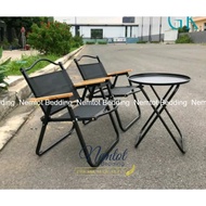 💛BỘ 1 BÀN 2 GHẾ💛 Bàn Ghế Xếp Gọn Phối Tay Gỗ Cà Phê Camping Ngồi Sân Vườn Ban Công _ Chính Hãng