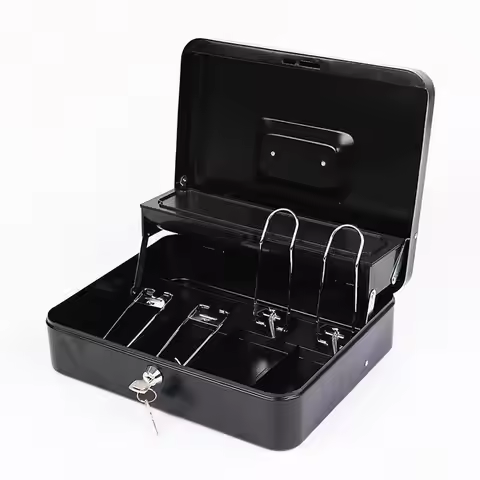 Heavy duty Cash Box Unbreakable Cash Box Secure Metal Cashier Box with Locking Mechanism Multi Money