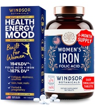 Iron Pills for Women - Iron Supplement for Women with Folic Acid - 6 Month Supply - Anemia, Period, 