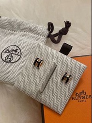 Hermes mini pop h earrings 黑x玫瑰金
