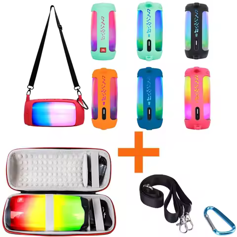 Soft Silicone Cover Case + Hard EVA Carry Zipper Storage Box Bag JBL Pulse 4 Bluetooth Speaker Bag f